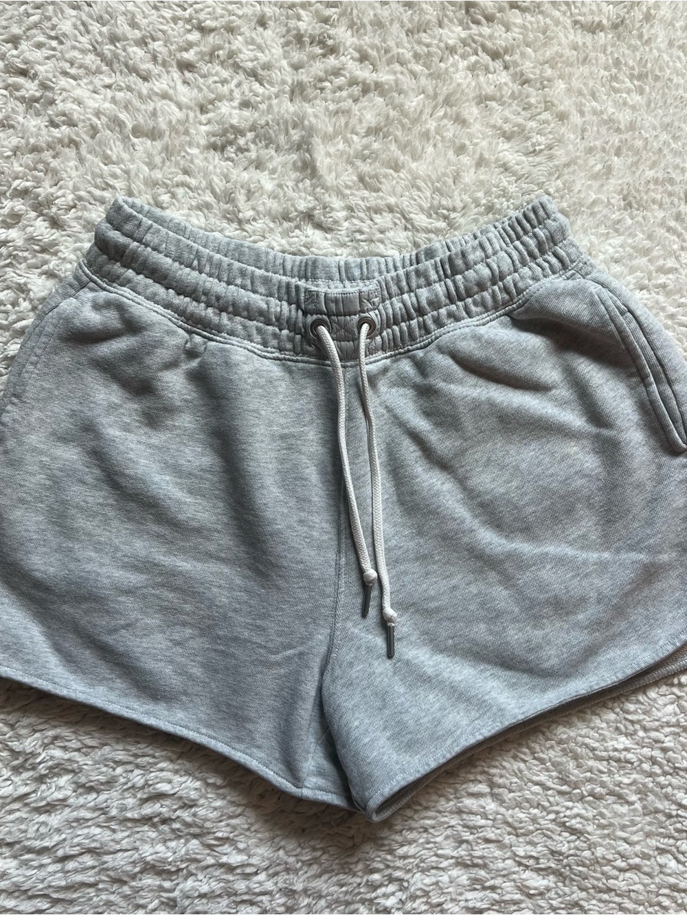 Aerie Women’s Light Gray Comfy Shorts Thick Waistband (M)